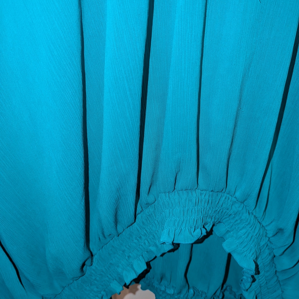 Lane Bryant Sheer Teal Blouse - Picture 4 of 5